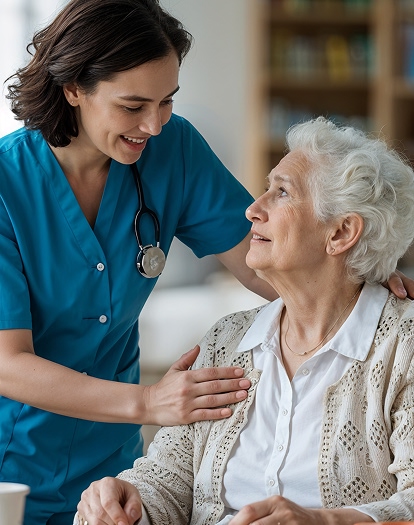 Healthcare worker supporting a client