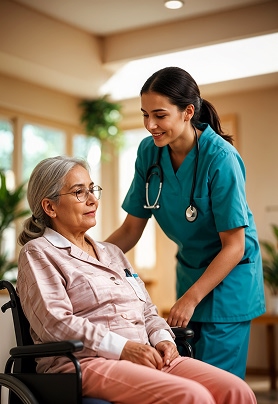 Support worker assisting client